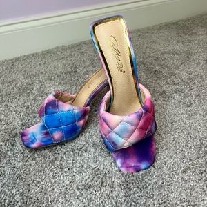 Watercolor open toe heels